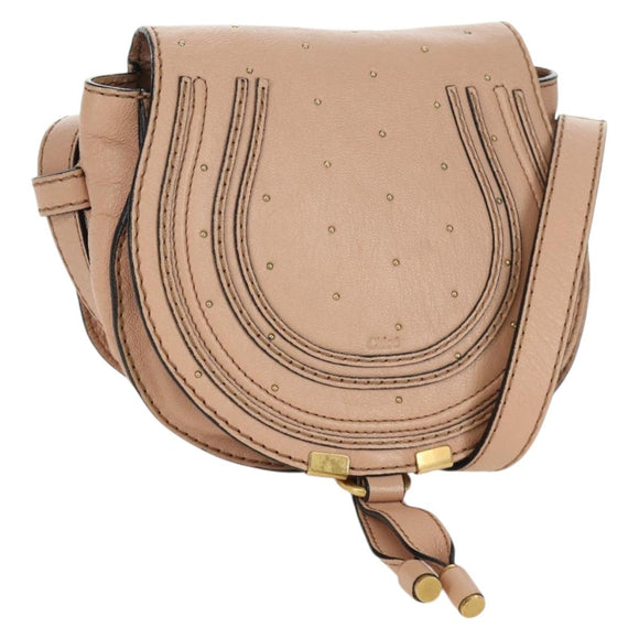 Chloe Marcie Shoulder Bag Leather Pink Gold Auth bs33470V