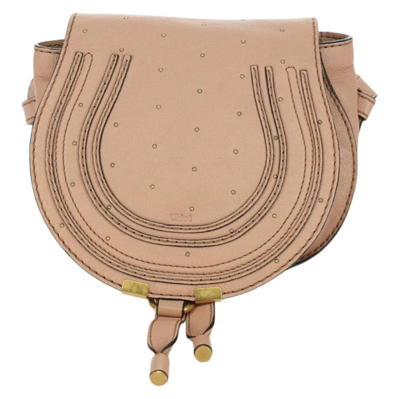 Chloe Marcie Shoulder Bag Leather Pink Gold Auth bs33470V