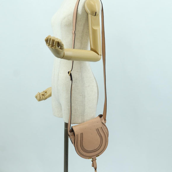 Chloe Marcie Shoulder Bag Leather Pink Gold Auth bs33470V