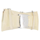 Salvatore Ferragamo Shoulder Bag Patent leather Cream Silver Auth bs33471-1