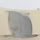 Salvatore Ferragamo Shoulder Bag Patent leather Cream Silver Auth bs33471-8