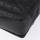 CHANEL Choco Bar Chain Shoulder Bag Lamb Skin Black Silver CC Auth bs33473-16