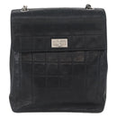 CHANEL Choco Bar Chain Shoulder Bag Lamb Skin Black Silver CC Auth bs33473-13