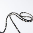 CHANEL Choco Bar Chain Shoulder Bag Lamb Skin Black Silver CC Auth bs33473-8
