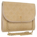 CHANEL Matelasse Ketting Schoudertas Lamsleer Beige Goud CC Auth bs33475-1