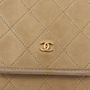 CHANEL Matelasse Ketting Schoudertas Lamsleer Beige Goud CC Auth bs33475-15
