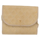 CHANEL Matelasse Ketting Schoudertas Lamsleer Beige Goud CC Auth bs33475-2