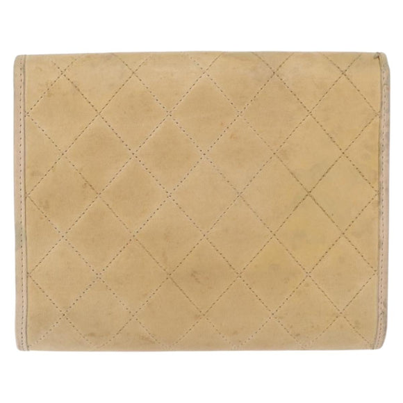 CHANEL Matelasse Ketting Schoudertas Lamsleer Beige Goud CC Auth bs33475