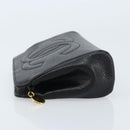 CHANEL Pouch Caviar Skin Black Gold CC Auth bs33477-4