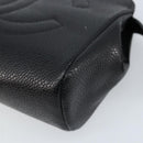 CHANEL Pouch Caviar Skin Black Gold CC Auth bs33477-7