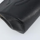 CHANEL Pouch Caviar Skin Black Gold CC Auth bs33477-14