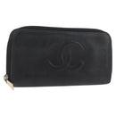 CHANEL Lange Geldbörse Caviar Leder Schwarz CC Auth bs33480-1