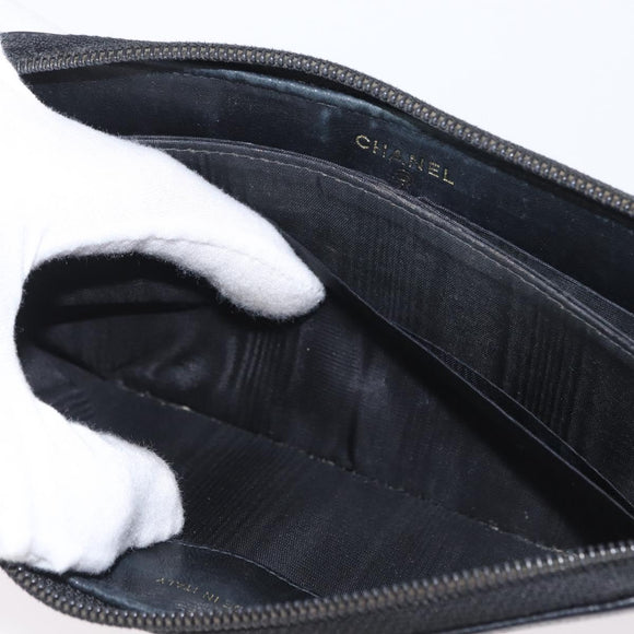 CHANEL Lange Geldbörse Caviar Leder Schwarz CC Auth bs33480
