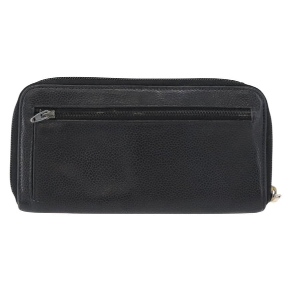 CHANEL Lange Geldbörse Caviar Leder Schwarz CC Auth bs33480