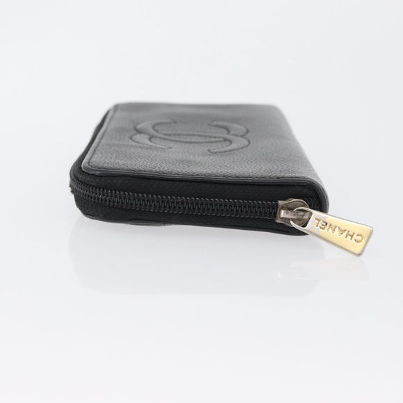 CHANEL Lange Geldbörse Caviar Leder Schwarz CC Auth bs33480