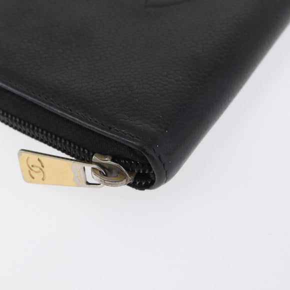 CHANEL Lange Geldbörse Caviar Leder Schwarz CC Auth bs33480