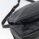 LOEWE Anagram Shoulder Bag Leather Navy Gold Auth bs33483-11