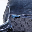 LOEWE Anagram Shoulder Bag Leather Navy Gold Auth bs33483-19