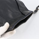 LOEWE Anagram Shoulder Bag Leather Navy Gold Auth bs33483-6