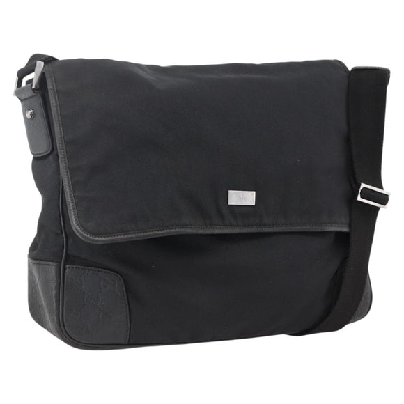 GUCCI Guccissima Shoulder Bag Canvas Black Silver 162410 Auth bs33484