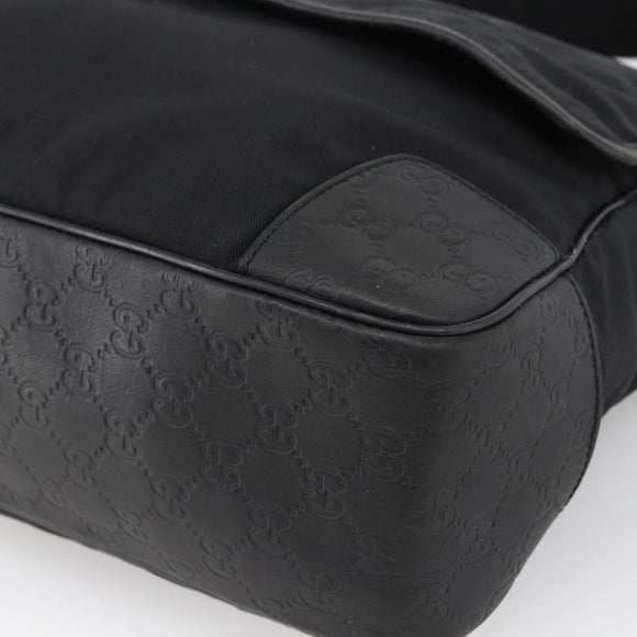 GUCCI Guccissima Shoulder Bag Canvas Black Silver 162410 Auth bs33484