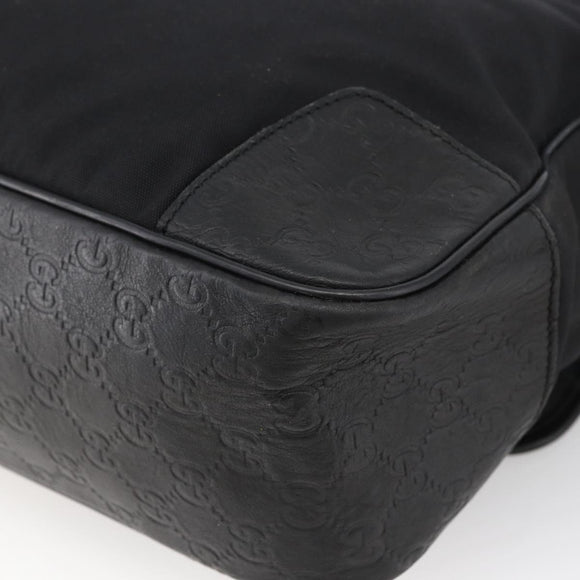 GUCCI Guccissima Shoulder Bag Canvas Black Silver 162410 Auth bs33484