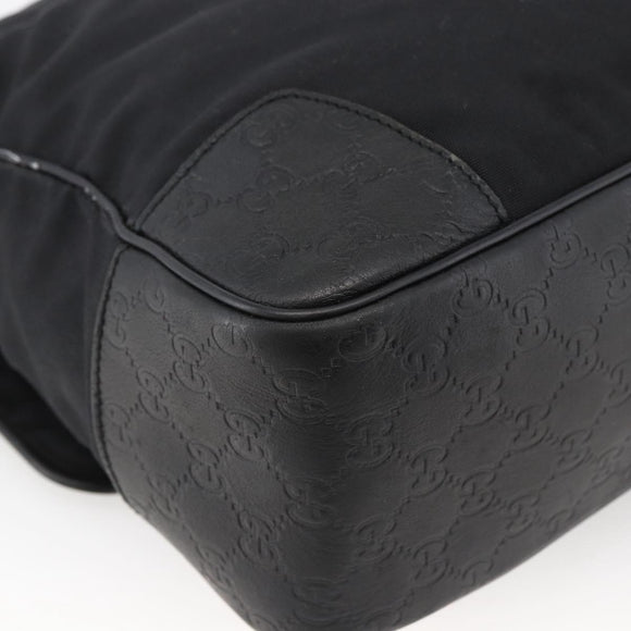 GUCCI Guccissima Shoulder Bag Canvas Black Silver 162410 Auth bs33484