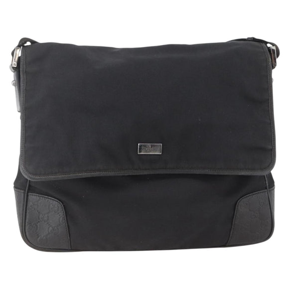 GUCCI Guccissima Shoulder Bag Canvas Black Silver 162410 Auth bs33484