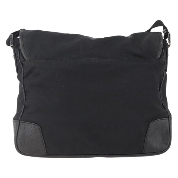 GUCCI Guccissima Shoulder Bag Canvas Black Silver 162410 Auth bs33484