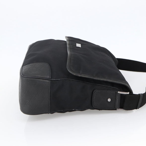 GUCCI Guccissima Shoulder Bag Canvas Black Silver 162410 Auth bs33484