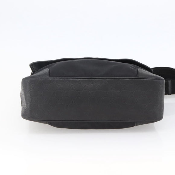 GUCCI Guccissima Shoulder Bag Canvas Black Silver 162410 Auth bs33484