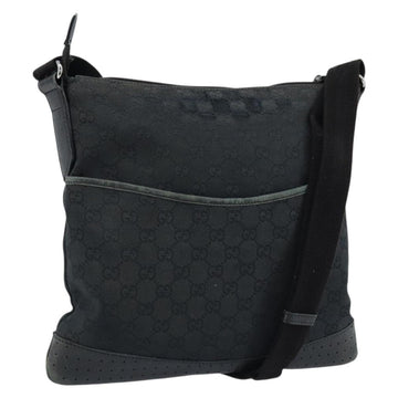 GUCCI GG Canvas Shoulder Bag Black Silver 145857 Auth bs33485
