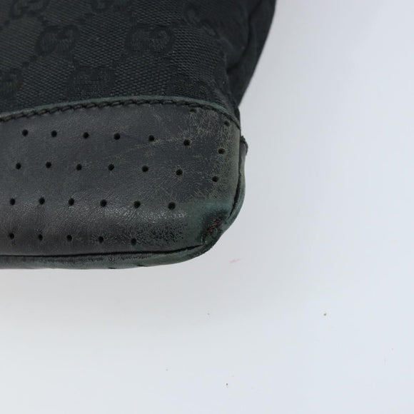 GUCCI GG Canvas Shoulder Bag Black Silver 145857 Auth bs33485