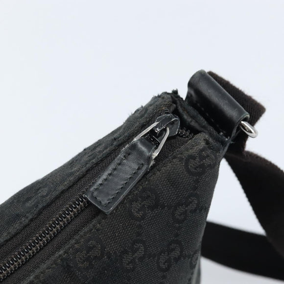 GUCCI GG Canvas Shoulder Bag Black Silver 145857 Auth bs33485