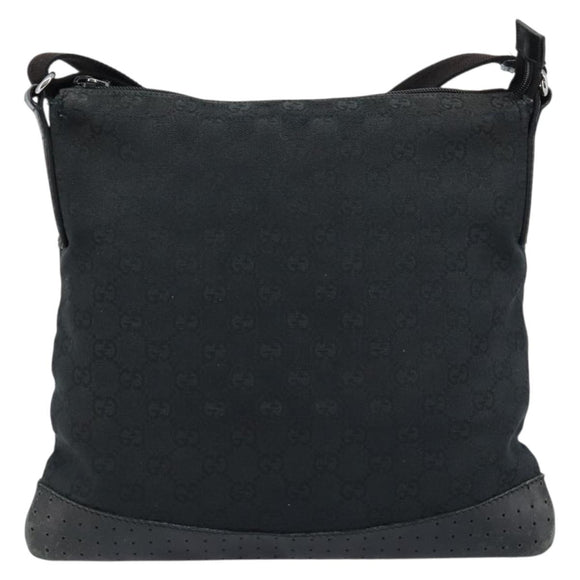 GUCCI GG Canvas Shoulder Bag Black Silver 145857 Auth bs33485