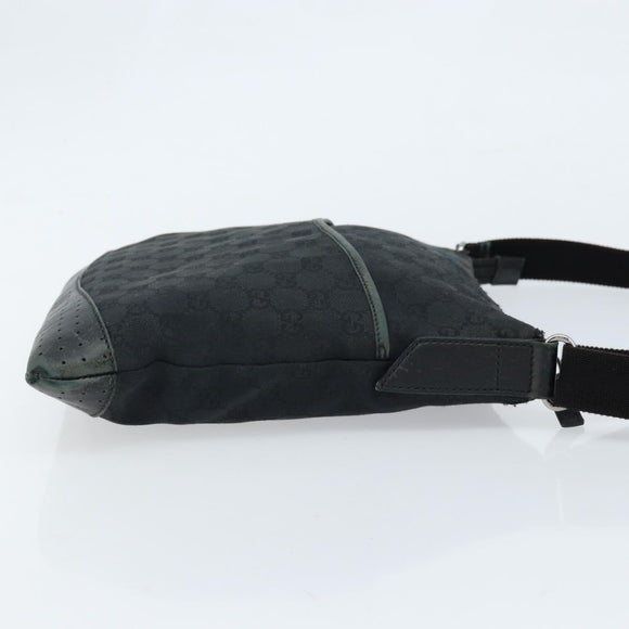 GUCCI GG Canvas Shoulder Bag Black Silver 145857 Auth bs33485