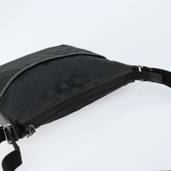 GUCCI GG Canvas Shoulder Bag Black Silver 145857 Auth bs33485
