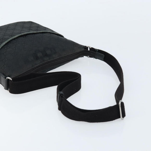 GUCCI GG Canvas Shoulder Bag Black Silver 145857 Auth bs33485