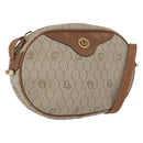 Christian Dior Honeycomb Canvas Shoulder Bag PVC Beige Gold Auth bs33486-1
