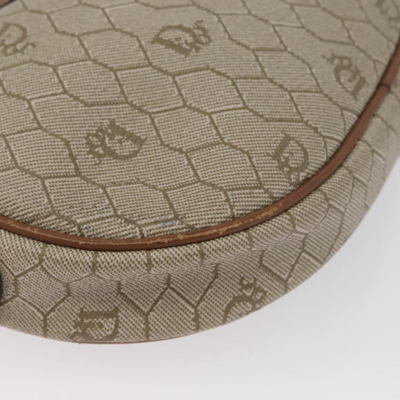 Christian Dior Honeycomb Canvas Shoulder Bag PVC Beige Gold Auth bs33486