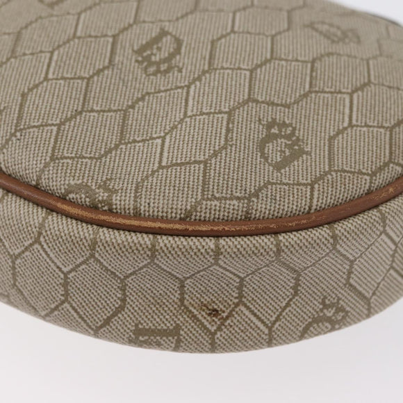 Christian Dior Honeycomb Canvas Shoulder Bag PVC Beige Gold Auth bs33486