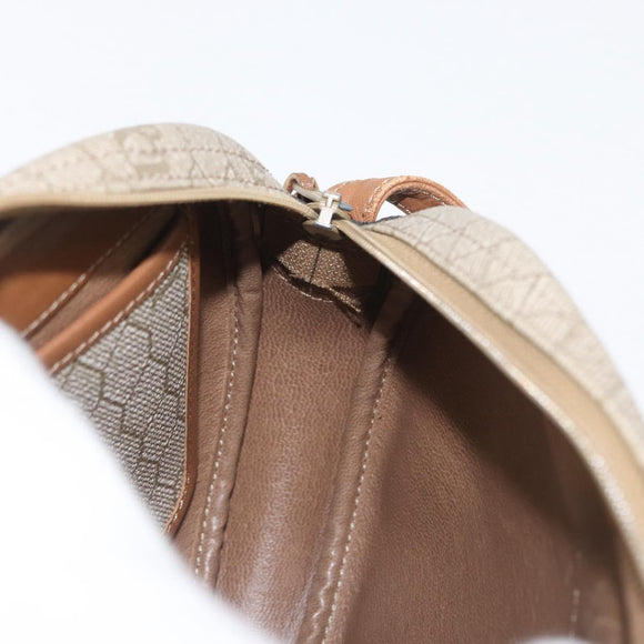 Christian Dior Honeycomb Canvas Shoulder Bag PVC Beige Gold Auth bs33486