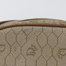 Christian Dior Honeycomb Canvas Shoulder Bag PVC Beige Gold Auth bs33486-3