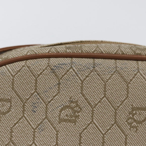 Christian Dior Honeycomb Canvas Shoulder Bag PVC Beige Gold Auth bs33486