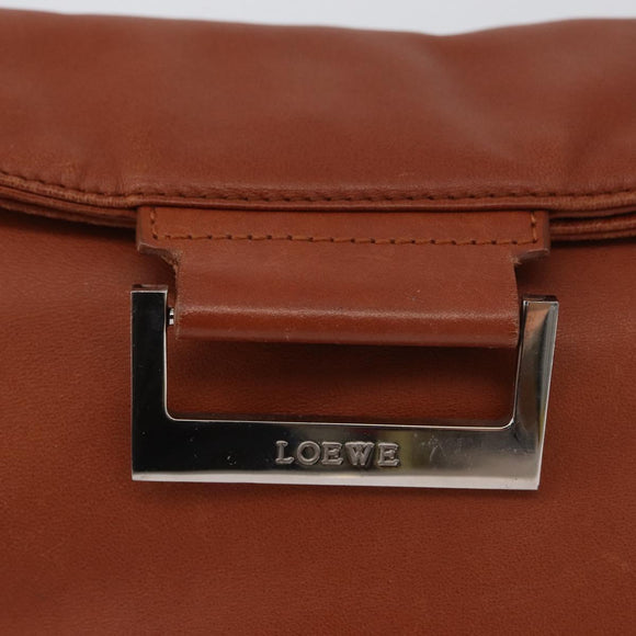 LOEWE Umhängetasche Leder Braun Silber Auth bs33487