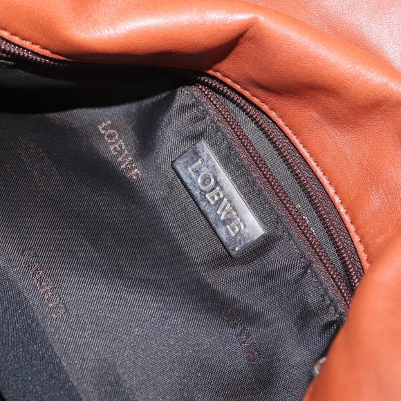 LOEWE Umhängetasche Leder Braun Silber Auth bs33487