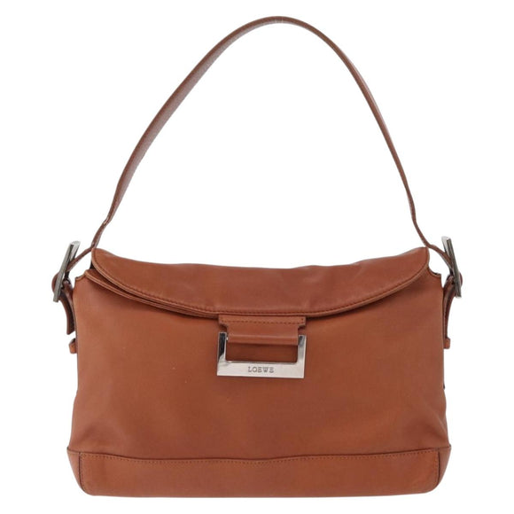 LOEWE Umhängetasche Leder Braun Silber Auth bs33487