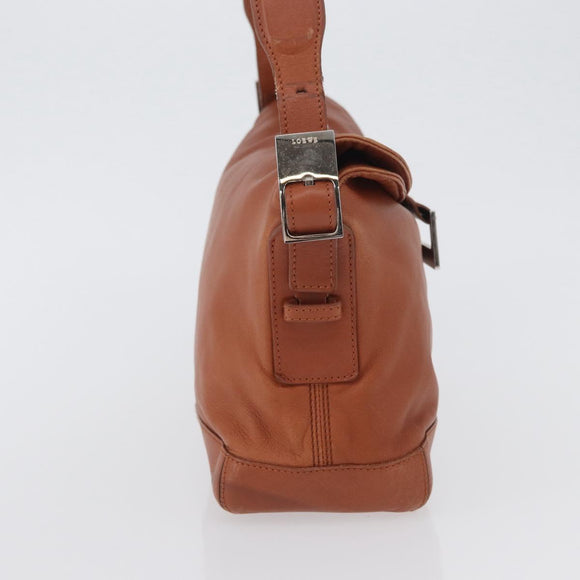 LOEWE Umhängetasche Leder Braun Silber Auth bs33487