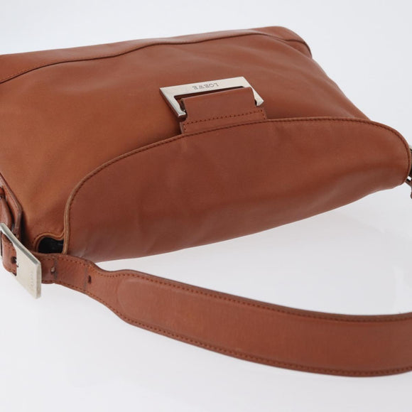 LOEWE Umhängetasche Leder Braun Silber Auth bs33487