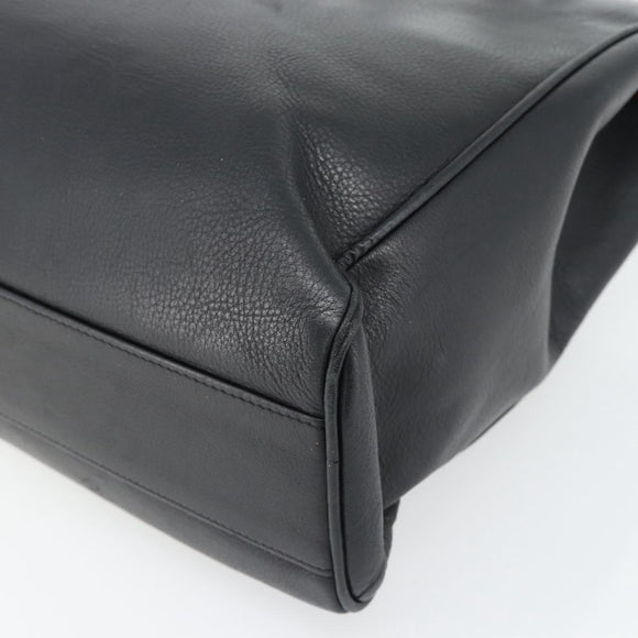 Christian Dior Tote Bag Leather Black Silver Auth bs33488
